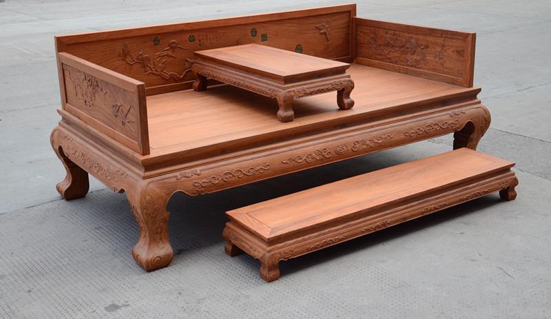 全缅甸花梨木床三件套